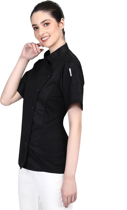 Short Sleeves Only Women's Ladies Side Mesh Chef's Coat Jacket