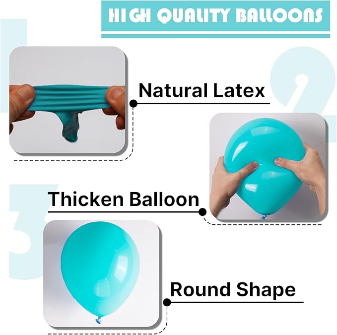 PartyWoo Teal Balloons 100pcs 12 Inch Turquoise Dark Teal Latex Balloons for Baby Shower Wedding Anniversary Gender Reveal Graduation Mermaid Birthday Pool Bachelorette Party Decorations Blue-Y69