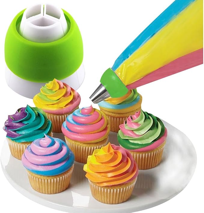 Russian Piping Tips 26 pcs-14 icing Nozzel (2 leaf Tips)+10 Baking Pastry Bags+2 Couplers Frosting Tips Set (26 pcs)