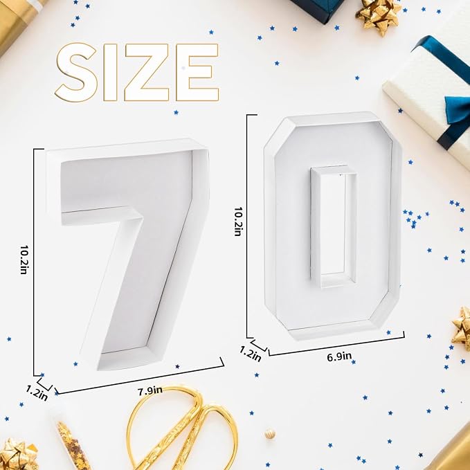 70 Set Cardboard Number for Charcuterie 10.2'' Fillable Tray Charcuterie Paper Box for 70th Birthday Anniversary Party Decorations Chocolate Candy Cupcake Container