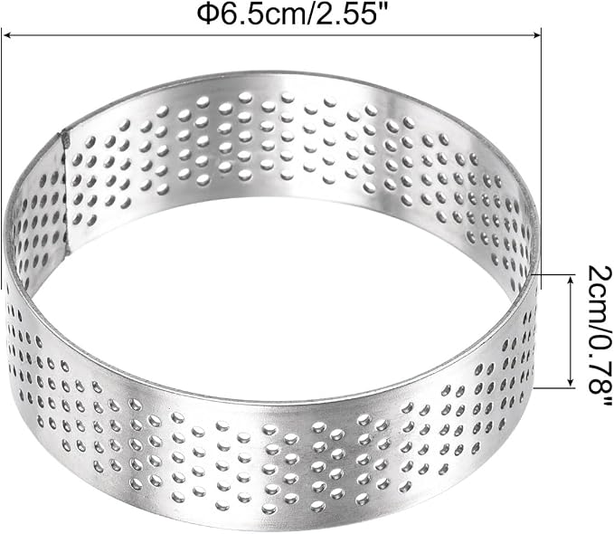 uxcell Stainless Steel Small Cake Rings, Perforated Cake Mousse Ring Kitchen Baking Heat-Resistant 2.5" Diameter, 0.8" Height,for Cake Dessert Biscuit Chocolate, Silver