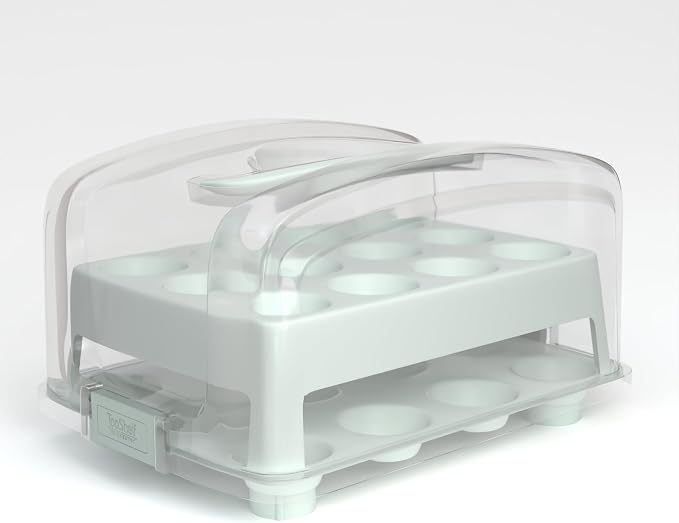 Top Shelf Elements MINI Cupcake Box. NOT For Standard Size Cupcakes. Fashionable Green Carrier Holds 24 MINI-Size Cupcakes, Cupcake Traveler,