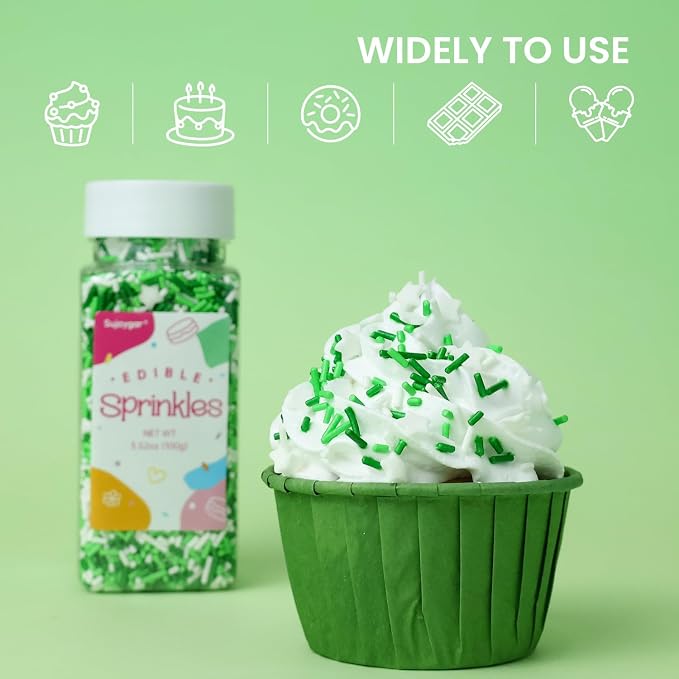 Green Sprinkles for Cake Decorations, 3.52oz Football Sprinkles Edible for Cupcakes Topper for Cupcakes Topper Baking Cookies Birthday Party Supplies