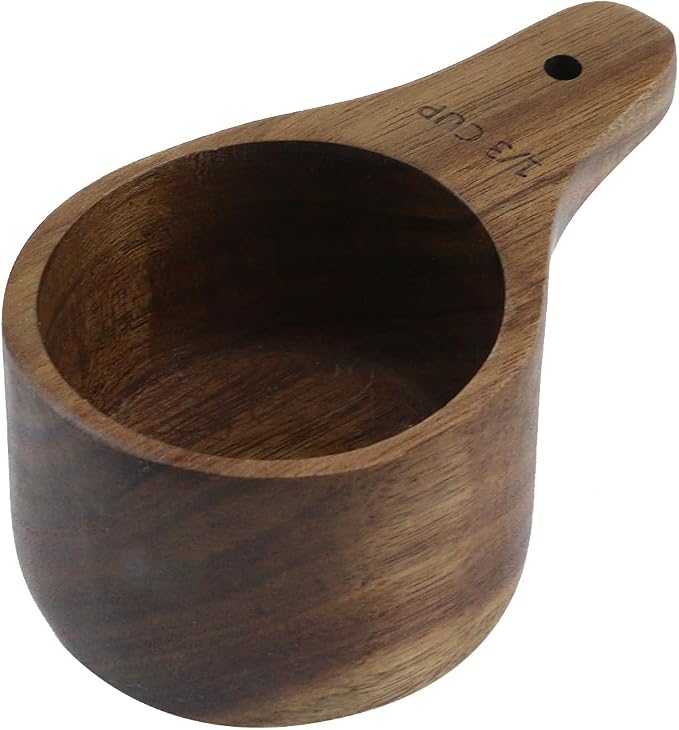 1PCS 1/3 Wooden Measuring Cup and Measuring Spoon Kit for Baking Cooking Spice Coffee Tea Milk Powder