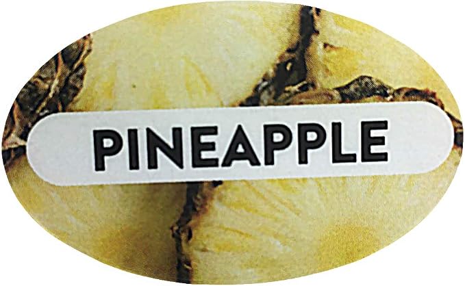 Pineapple Grocery Store Food Labels 1.25 x 2 Inch Oval Shape 500 Total Adhesive Stickers