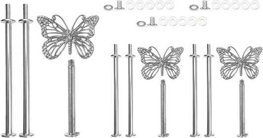 3 Sets 3-Tier Cupcake Stand Hardware Fittings, Zinc Alloy Cake Plate Stands Handle Fittings, Metal Cake Stand Holder Fruit Plate Stand Fitting Hardware Rod, Tiered Tray Hardware Kits (B)