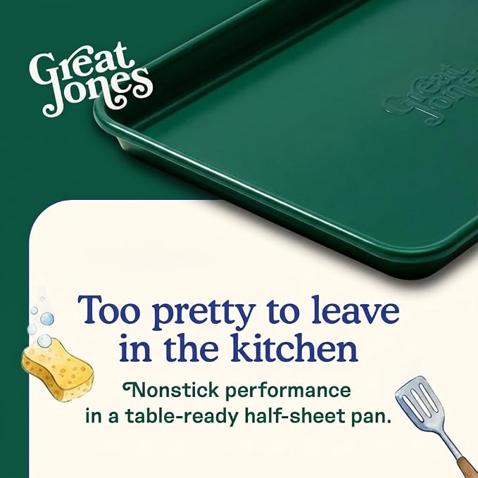 Great Jones Little Sheet (Broccoli) | Jelly Roll Pan, Quarter Sheet Pan | Aluminized Steel,13.5" x 9.5" | For Baking, Roasting, & Broiling | Premium Bakeware with Even Heat Distribution