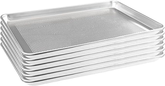 HARDURA Aluminum Perforated Baking Sheet Pan 18”L X 13”W X 1”H Cookie Sheet, 6Packs, For Oven in Bakery & Restaurant, Kitchen