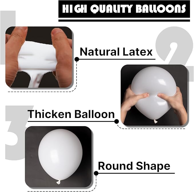 PartyWoo White Balloons 127pcs Different Sizes Pack of 36 18 12 10 5 Inch Matte White Latex Balloon Arch Kit Garland for Wedding Bridal Graduation Baby Shower Birthday Party Decorations White-Y13