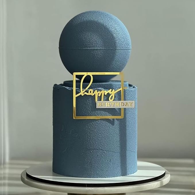 Acrylic Cake Topper Happy Birthday Cake Toppers Happy Birthday Cupcake Toppers Hollow Frame Cake Decorations for Women Men Cupcake Decorations for Cakes Cupcakes Party Supplies