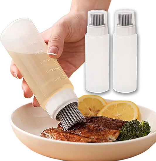 Food - Grade Silicone Oil Brush Bottle | Soft Heat - Resistant, Reusable Basting Tool With Scale, Outdoor Grill Oil Dispenser | Kitchen Squeeze Bottle, Non - Shedding (175ml 2pcs)