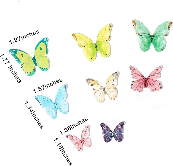 YOcity 40Pcs Wafer Paper Butterfly Cupcake Cake Toppers Edible Butterflies for Cake Decorations Colorful Butterfly for Wedding Birthday Party Cupcakes Decorating Supplies(Mix Color & Size)