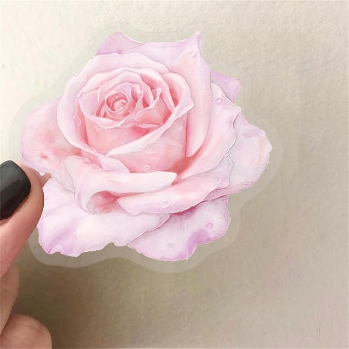 50Pcs Pink Flower Stickers for Laptop Water Bottle, Daisy and Rose Decals Self-Adhesive Scrapbooking Stickers Supplies Journal Stocking Stuffers for Adult Card Making Letters DIY (Colourful-B2)