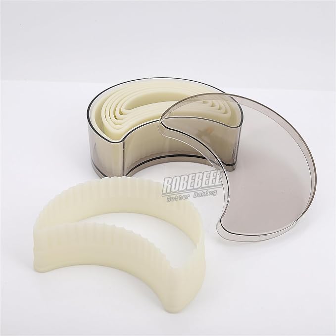 Multi-Shape Nylon Cookie Molds Round Square Star Plastic Geometry Biscuit Cutter Dough Mousse Bread Slicer DIY Bakery Utensils (Fluted Moon)