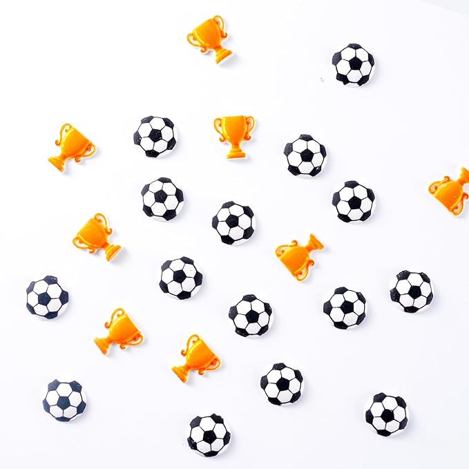 Soccer Icing Decorations 24 Counts Edible Football & World Cup Trophy Royal Icing Decoration Sugar Sprinkles for Baking Cupcake Topper Cake Ice Cream Cookies Chocolate