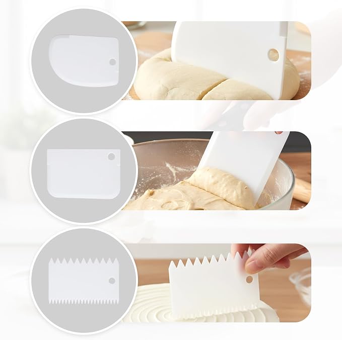 2 Offset Spatula and 3 Icing Smoother Scrapers Set Thickened Frosting Knife Stainless Steel Cake Decorating Kit Baking Accessories