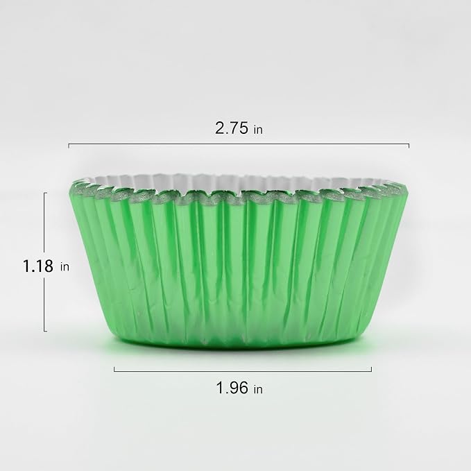 200 Pcs Green Foil Cupcake Liners Standard Baking Cups Muffin Paper Cases