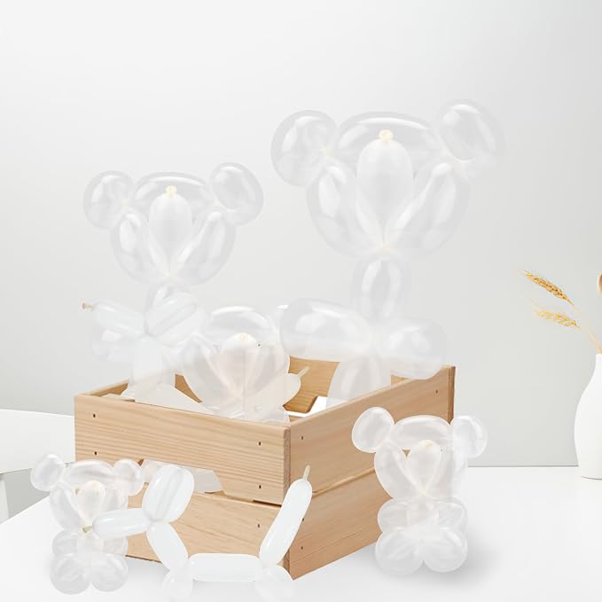 260 Balloons Clear, Long Balloon for Tying Balloon Arch, Animal Long Skinny Twisty Latex Magic Balloon Twisting Kit for Graduation Birthday Carnival Wedding Baby Shower Party Decoration Supplies 50Pcs