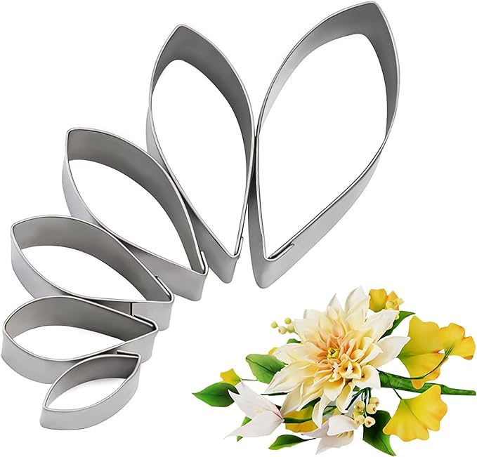 KALAIEN 6pcs/set Dahlia Sugar Flower Cutter Set Fondant Cake Sugarcraft Decorating Tools
