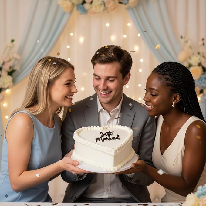 Just Married Cake Topper – Acrylic Wedding Cake Topper for Bride and Groom, Engagement, Bridal Shower Decorations, Elegant Sign for Cake (Just Married)