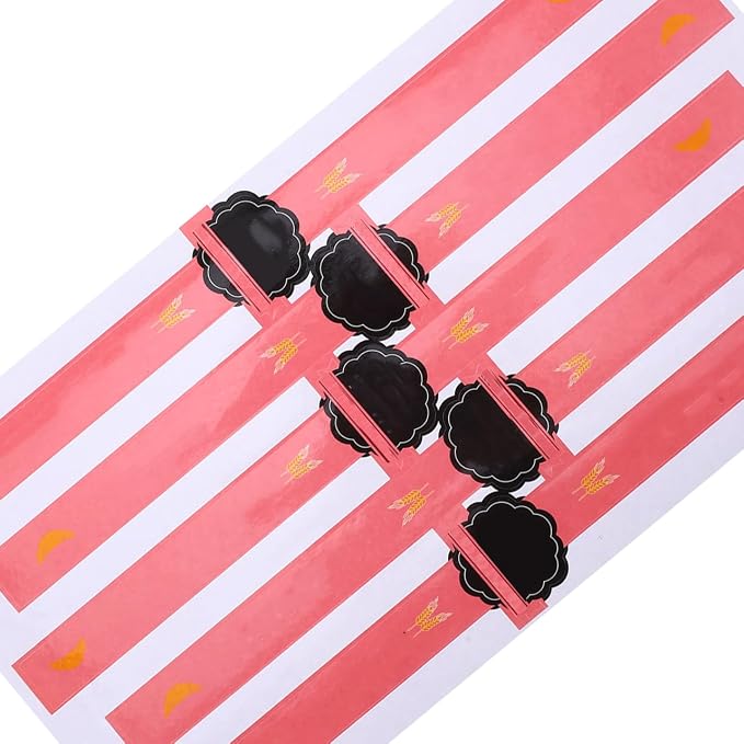 MAGICLULU 100pcs Self-Adhesive Baking Stickers for Cake Boxes, Biscuit Packaging, Paper Sealing Labels, Pink 11.49 X 0.78 Inches