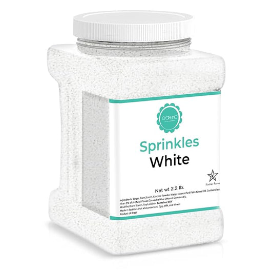 O’Creme White Sprinkles – 2.2 Pounds for Cake Decorating – Kosher Pastel Sprinkles for Cupcakes, Cookies, Cakes, Ice Cream