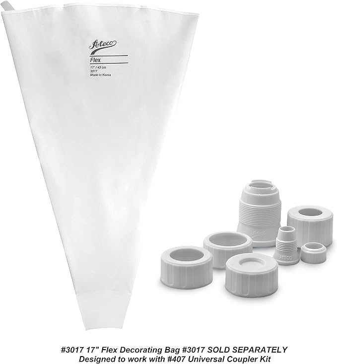Ateco Universal Pastry Coupler and Cap Set | 7 Piece Set | Works with 250 Ateco decorating Tubes plus tips from other brands