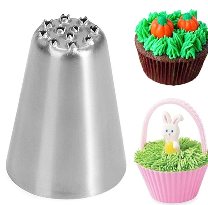 7 Pieces Large Piping Tips Set, 3Pieces Russian Grass Cream Tips DIY Decor Baking Tool and 7 Pieces leaf Stainless Steel Piping Nozzles Kit(17 Pieces)