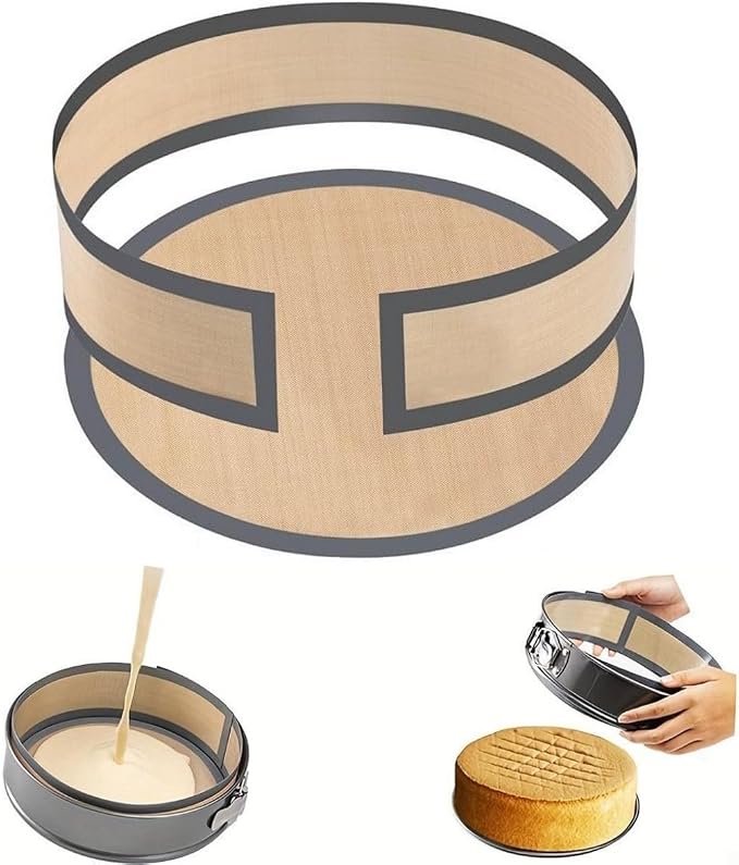 Silicone Non-Stick Baking Mat Set with Bottom and Side Liners for 9 Inch Springform Pan, Leak-Proof Design for Easy Cake Release and Mess-Free Cheesecake Baking(Black)