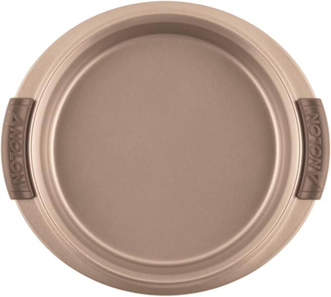 Anolon Advanced Nonstick Bakeware Round Layer Cake Pan Set with Silicone Grips, 2 Piece, Bronze
