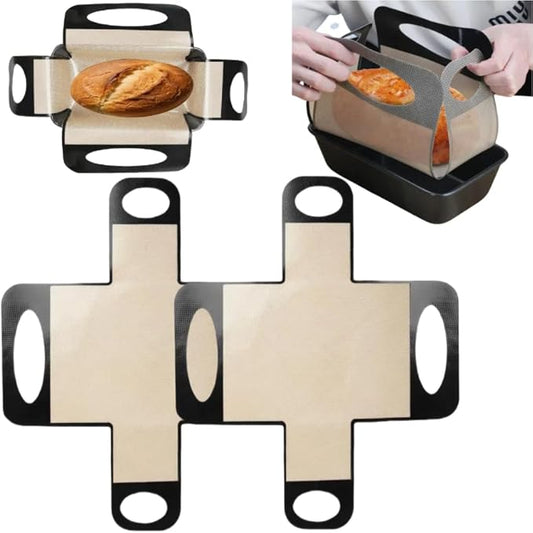 2Pcs Reusable Silicone Bread Loaf Pan Liner - Premium Silicone Bread Sling for Dutch Oven, Perfect for Sourdough Baking Mat & Loaf Pans for Baking Bread 9x5