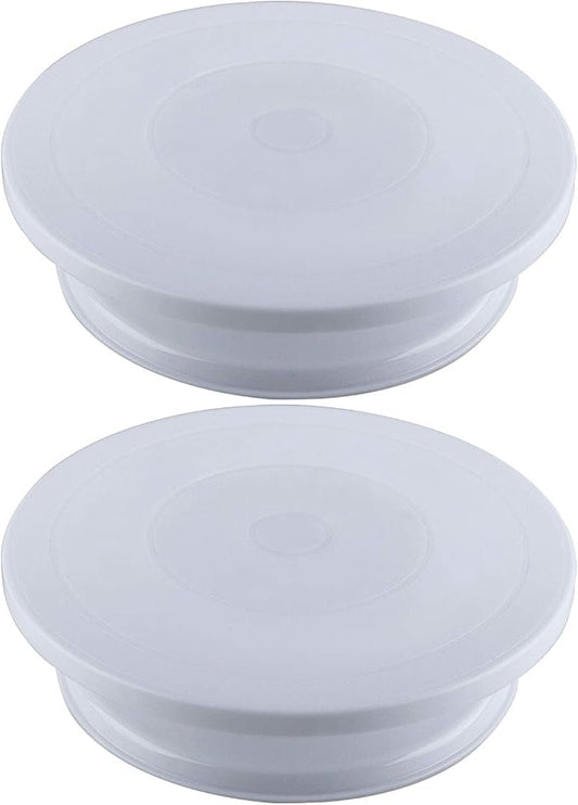 KEILEOHO 2 Pack 11 Inch Premium Cake Turntables, Smoothly Turns for Cake Decorating, Lightweight & Durable Stand for Decoration, Sculpting, Model Building, Painting