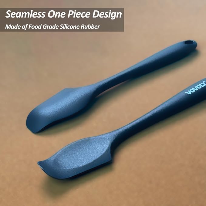 Silicone Mini Spatulas, Curved Small Spatula with Shallow Bowl for Kitchen, Seamless Jar Scraper for Cooking Baking, Wet Pet Food Spatula, 8.2 IN, 4 Pack, Black