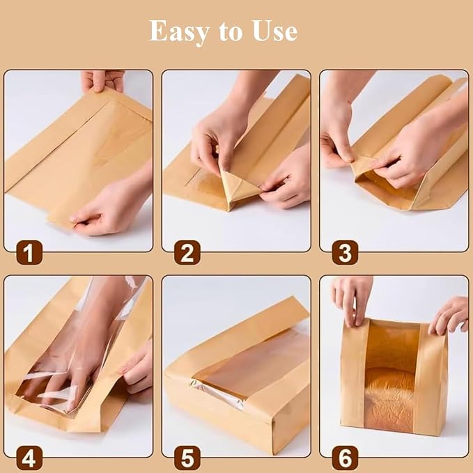 20 Pack Large Sourdough Bread Bags for Homemade Bread Gifting Bakery Bags with Window Loaves Paper Bread Bags for Baked Food Packaging Storage with Seal Stickers (11.8x8.2x3.5inch)