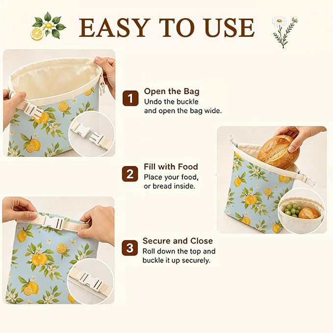 2 Pack Reusable Beeswax Bread Bags for Homemade Sourdough, Large Natural Beeswax Bread Bag 17"x13", Portable Lined Food Storage Floral Cloth Bags, Freezer Safe & Friendly, Keep Fresh