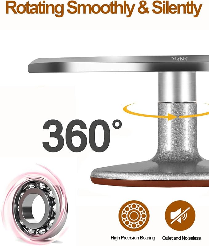 Yizish Cake Turntable Aluminum Alloy & Piping Bags and Tips Set, Rotating Cake Stand Decorating Kits with Stainless Steel Cake Spatulas and Scrapers for Baking, Pastries and Cupcakes, Gift Set