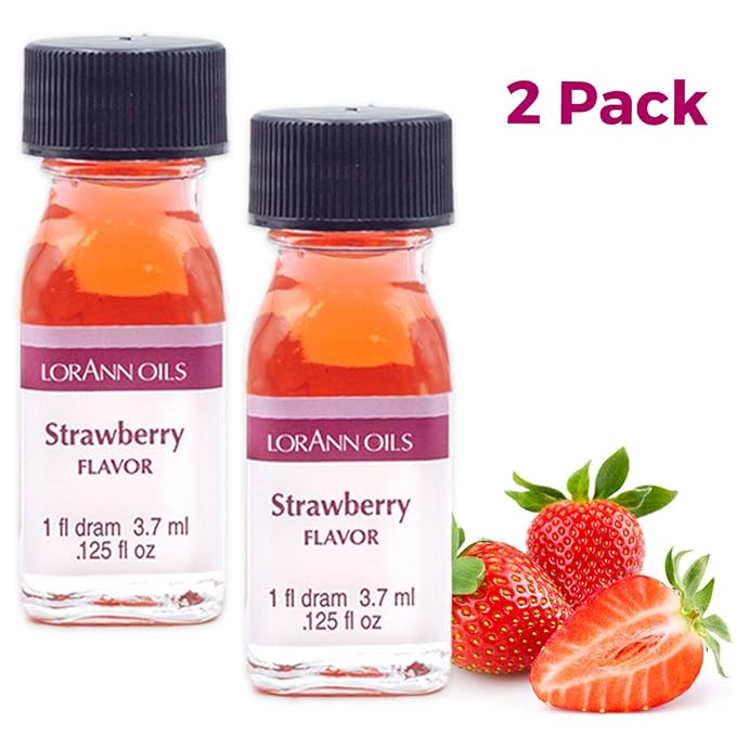 LorAnn Oils Super Strength Flavoring - Used For Candy Making, Flavoring, Baking, Hard Candy, & Flavor Oils - Bold, Natural Flavors 4X Stronger Than Extracts - Strawberry, Pack of 2, 0.125 fl oz