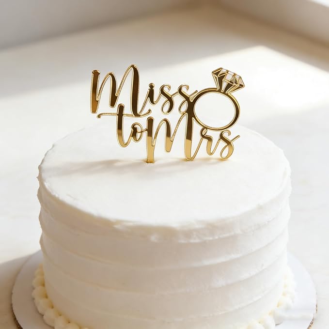 Acrylic Miss to Mrs Cake Topper, Wedding Bridal Shower, Mirror Acrylic Cake Decoration, Wedding Engagement Party Decoration