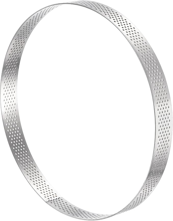 uxcell Stainless Steel Small Cake Rings, Perforated Cake Mousse Ring Kitchen Baking Heat-Resistant 7.1" Diameter, 0.8" Height,for Cake Dessert Biscuit Chocolate, Silver