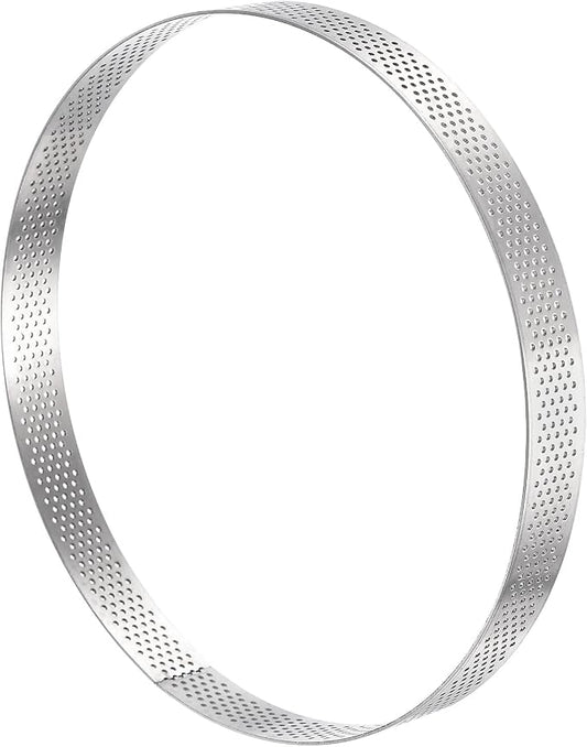 uxcell Stainless Steel Small Cake Rings, Perforated Cake Mousse Ring Kitchen Baking Heat-Resistant 7.1" Diameter, 0.8" Height,for Cake Dessert Biscuit Chocolate, Silver