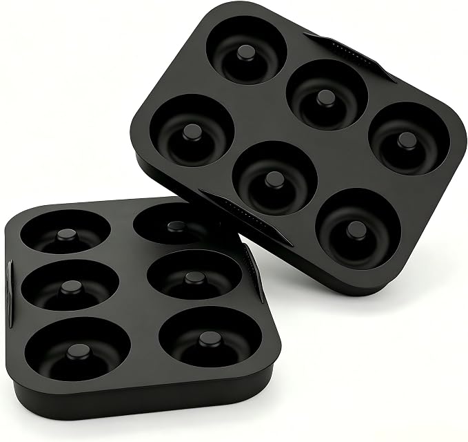 2 Pack Silicone Mini Donut Mold, Heat Resistant Baking Tray, Kitchen Bakeware for Donuts Cookies Bagels, Compatible with Oven and Air Fryer