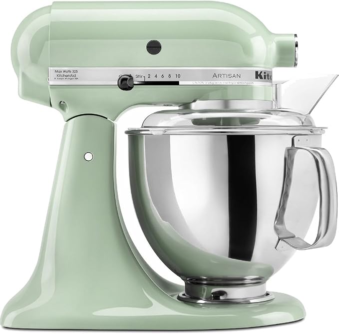 KitchenAid Artisan Series 5 Quart Tilt Head Stand Mixer with Pouring Shield KSM150PS, Pistachio Bundle with Deco Essentials Exclusive CPS 1 Year Extended Protection Pack