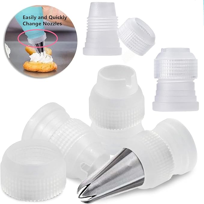 20 PCS couplers for piping bags, White Pastry Bag Coupler, Reusable Plastic Standard Couplers for Icing Nozzles, Small Piping-Tip coupler for Cake Decorating Supplies,Transparent(1.3 x 0.9 Inch)