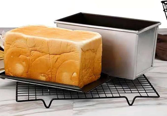 Pullman Loaf Pan with Lid Aluminumed Steel Pullman Loaf Pan Commercial Grade Non Stick Bread Pan with Lid (13x4.3x4.8in)