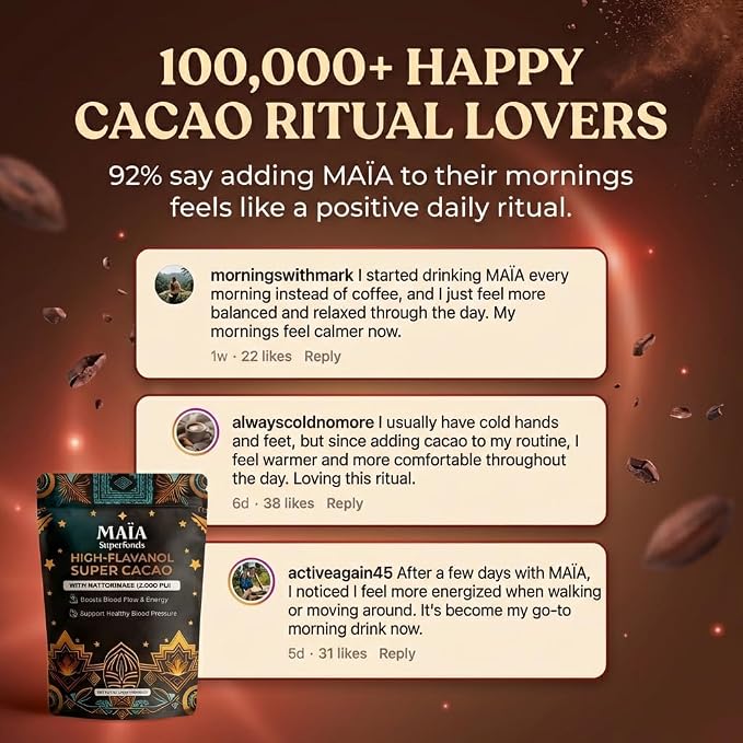 Maia Ceremonial Cacao | Super Cacao | High Flavanols | Supports Healthy Blood Pressure, Cardiovascular Wellness | Theobromine