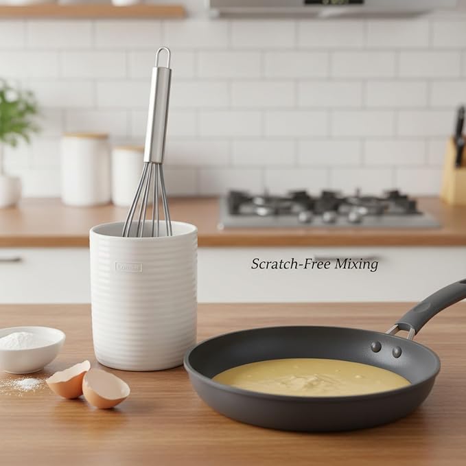 Silicone Coated Whisk, Stainless Steel Wire Balloon Whisk for Non-Stick Cookware, Mixing Tool for Eggs Batters and Sauces (1 PC)