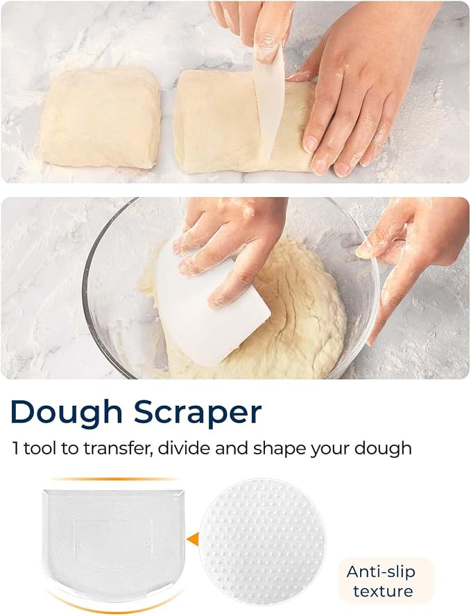 Lorzon Banneton Bread Proofing Baskets Set of 2, 11" Round & 12" Oval Sourdough Proofing Baskets with Sourdough Bread Baking Supplies (Plastic)