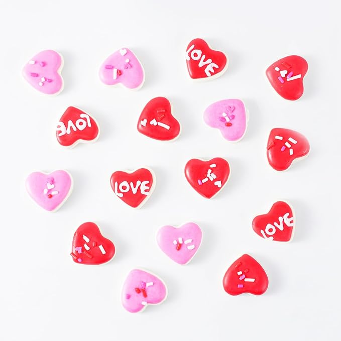 Edible Heart Cake Decorations, Valentines Cupcake Toppers, Royal Icing Decorations, Red Pink Heart Shaped Sprinkes Edible for Cookies Chocolates Baking Valentines Toppers, 36 pcs