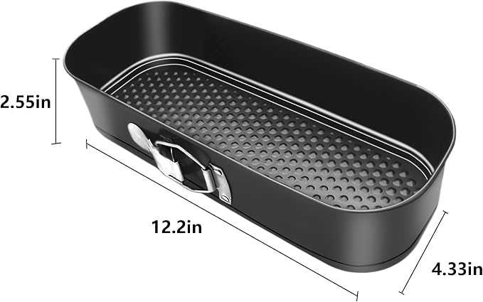 Square Springform Cake Baking Pans: Non-Stick Cheesecake/Tiramisu Pan with Removable Bottom, Quick Release Latch Bakeware Leakproof Bread Loaf Pan, 12.2" x 4.33" x 2.7"