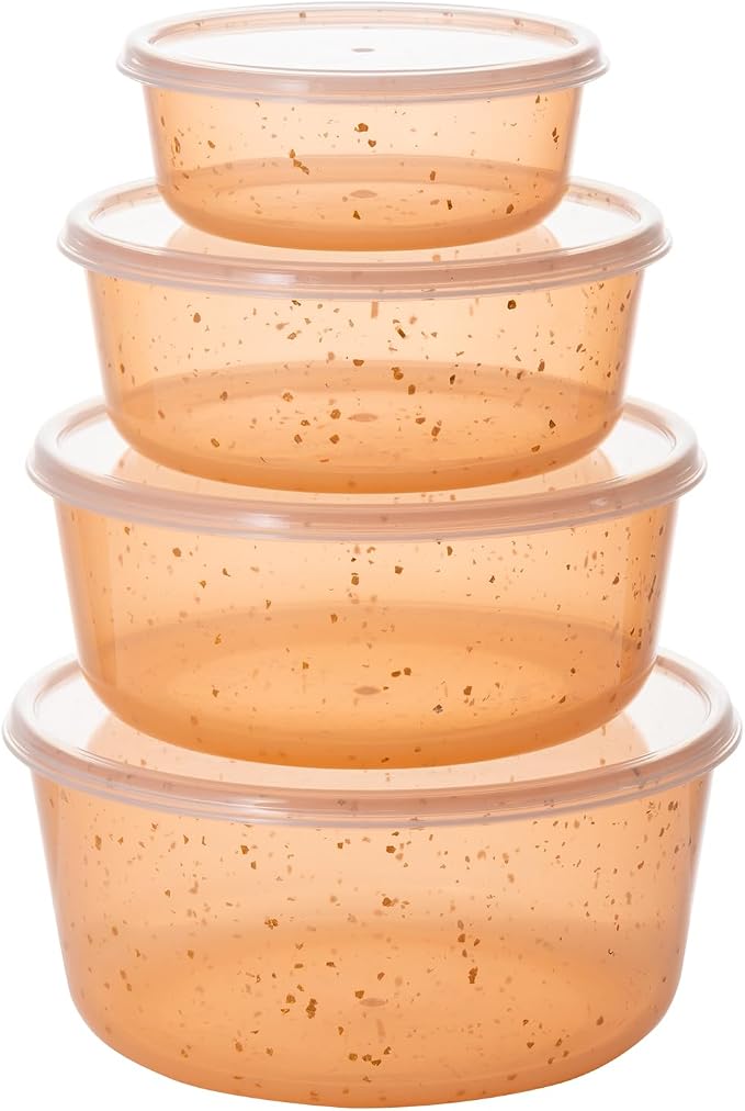 4Pcs stackable Plastic Bowls with Lids Set for Kitchen, Safe BPA Free Non Toxic Serving Bowl Bowls small